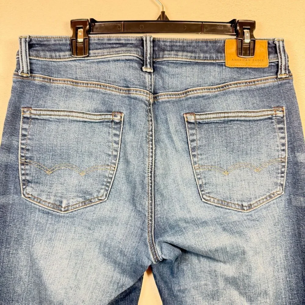 American Eagle AirFlex Athletic Straight Jeans Mens 33x32 Blue Stretch Denim
